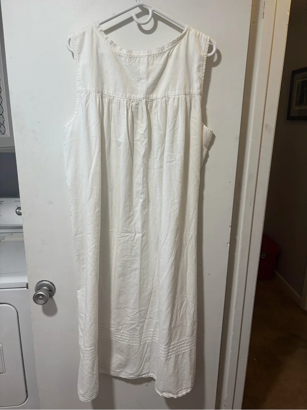 EILEEN WEST E5215907 WHITE COTTON PINK RIBBON NIGHTGOWN BALLET LAWN DRESS SZ XL